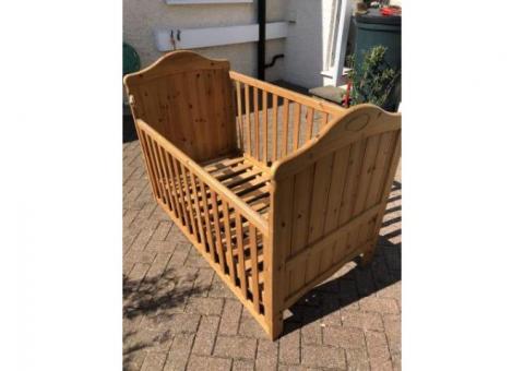 Cot bed frame for young child. Pine. FREE