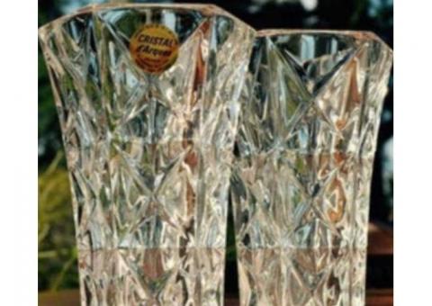 2 lovely UNUSED lead crystal vases