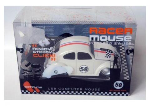 Car Mouse Beetle Racer USB Optical Mouse White - Brand New Sealed