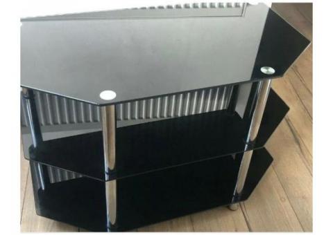 Black glass tv stand
