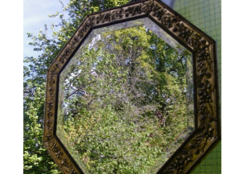 antique gold bevelled edge mirror 44x44cm