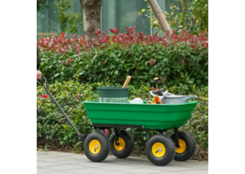New Garden Heavy Duty Utility 4 Wheel Trolley Cart Dump Wheelbarrow